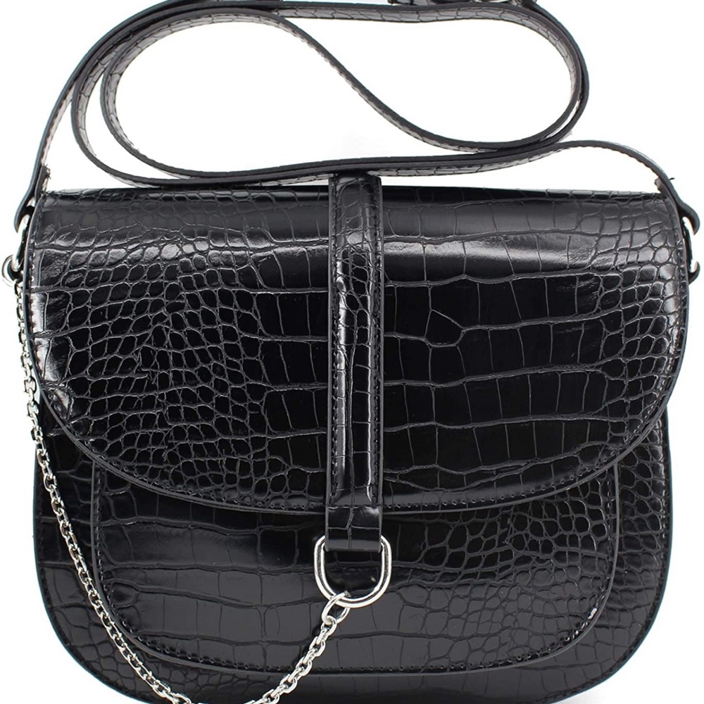 🆕Vegan Leather Vintage Alligator Crossbody Satchel Saddle Bag Purses for Women